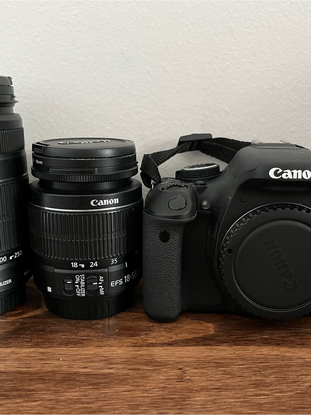 Canon EOS 600D DSLR Camera Body with Two Black Lenses